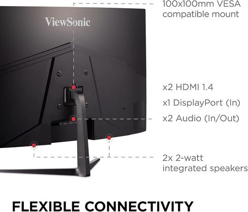 ViewSonic Omni VX3218C-2K 32 Inch Curved 1ms 1440p 165hz Gaming Monitor with FreeSync Premium, Eye Care, HDMI and Display Port, Black in Saudi Arabia