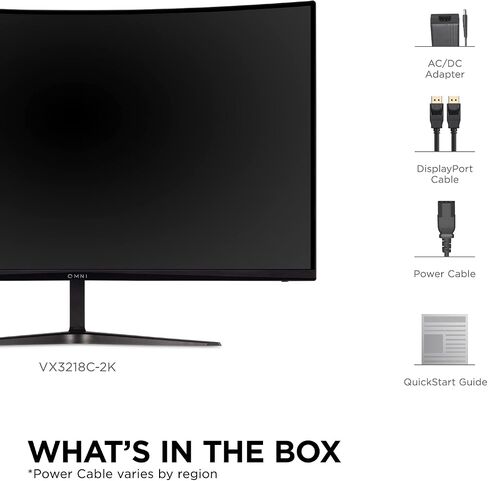 ViewSonic Omni VX3218C-2K 32 Inch Curved 1ms 1440p 165hz Gaming Monitor with FreeSync Premium, Eye Care, HDMI and Display Port, Black in Saudi Arabia