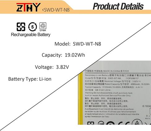 استبدال بطارية الكمبيوتر اللوحي ZTHY SWD-WT-N8 لجهاز Samsung Galaxy Tab A 8.0 2019 SM-T290 SM-T295 SM-T297 SM-T295C SM-T295N SM-T297N SM-T290NZSAXAR SM-T290NZKADBT GH81-17427A GH81-17145A GH81-18922A 4980 مللي أمبير in Saudi Arabia