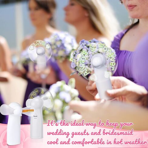 VIHOSE 24 جهاز كمبيوتر شخصي صغير الزفاف المحمولة مروحة السائبة قوية المحمولة مروحة الحب LED مروحة وصيفه الشرف الهدايا الكهربائية الشخصية تضيء مروحة اليد للضيوف الزفاف دش هدايا الزفاف، البطارية لا تشمل in Kuwait