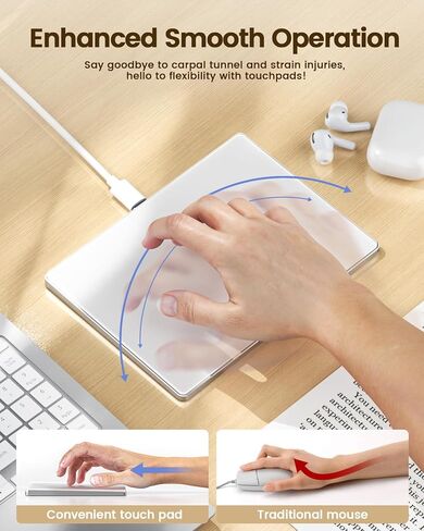 لوحة تتبع Seenda Mac، سطح زجاجي أملس مع اللمس المتعدد، لوحة لمس Mac سلكية من الألومنيوم رفيعة مع دقة عالية لجهاز Mac Mackbook Pro Air iMac in Kuwait