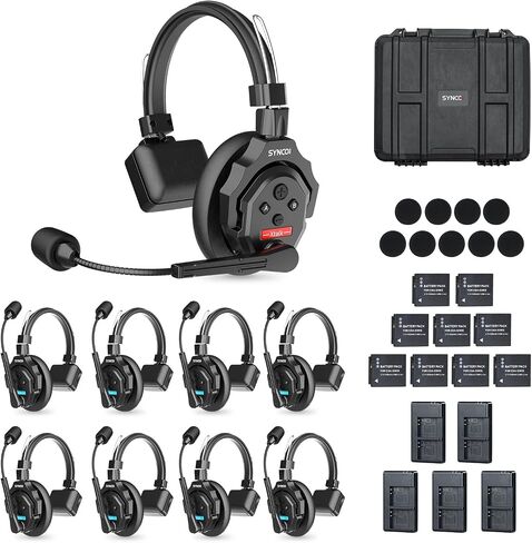 SYNCO XTALK X9 Wireless Communication Headset System, Full Duplex 2.4GHz Wireless Headset with 24H Battery Life 350M/1148FT Real-time Monitoring, Wireless-Headset-Intercom-for-Communication in Saudi Arabia