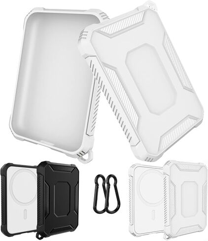 2 Pack Case Compatible with Magsafe Battery Pack Cover, GHIJKL Slim TPU Carbon Fiber Design Protective Case Cover with Keychain Anti-Shockproof Rugged Bumper Shell for Magsafe Battery Pack in Saudi Arabia