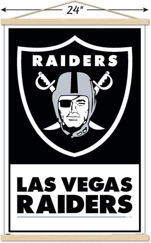 ملصق حائط بشعار 21 من Trends International NFL Las Vegas Raiders، 22.37 بوصة × 34.00 بوصة، طباعة وحزمة شماعة سوداء in Saudi Arabia
