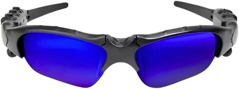 Bluetooth Sunglasses for Men, Polarized Lenses, Foldable Design, Integrated Adjustable Earphones (Black) in Saudi Arabia
