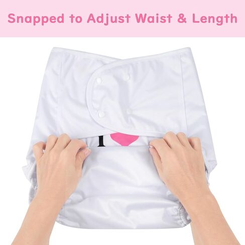 Littleforbig Washable Adjustable Reusable Waterproof Cloth Adult Diaper Wrap Cover One Size - I Love Mommy White in Saudi Arabia