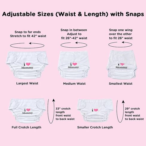 Littleforbig Washable Adjustable Reusable Waterproof Cloth Adult Diaper Wrap Cover One Size - I Love Mommy White in Saudi Arabia