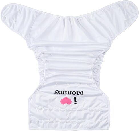 Littleforbig Washable Adjustable Reusable Waterproof Cloth Adult Diaper Wrap Cover One Size - I Love Mommy White in Saudi Arabia