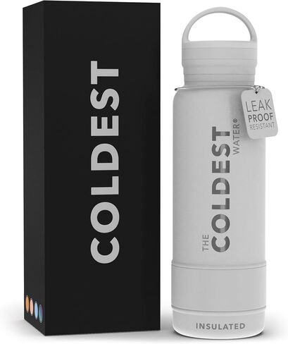 Coldest Insulated Water Bottle with Handle Lid | Leak Proof, Insulated Stainless Steel, Triple Walled, Sport Thermos Bottles, Metal Flask (‎Matte Black, 21 oz) in Saudi Arabia