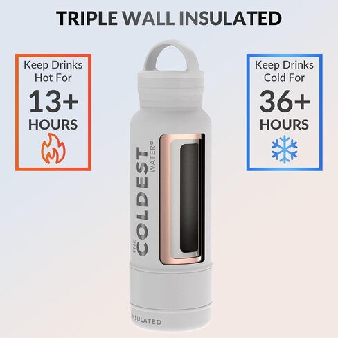 Coldest Insulated Water Bottle with Handle Lid | Leak Proof, Insulated Stainless Steel, Triple Walled, Sport Thermos Bottles, Metal Flask (‎Matte Black, 21 oz) in Saudi Arabia