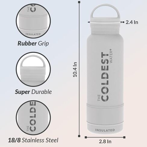 Coldest Insulated Water Bottle with Handle Lid | Leak Proof, Insulated Stainless Steel, Triple Walled, Sport Thermos Bottles, Metal Flask (‎Matte Black, 21 oz) in Saudi Arabia