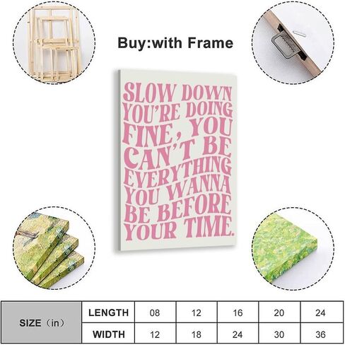 Pink Wall Art Trendy Vintage Decor Pop Music Vienna Lyrics Poster Canvas Print Slow Down Your Doing Fine Daily Reminder Positive Affirmations Maximalist Aesthetic for Bedroom Dorm 8x12inch Unframed in Saudi Arabia
