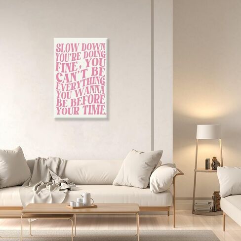 Pink Wall Art Trendy Vintage Decor Pop Music Vienna Lyrics Poster Canvas Print Slow Down Your Doing Fine Daily Reminder Positive Affirmations Maximalist Aesthetic for Bedroom Dorm 8x12inch Unframed in Saudi Arabia
