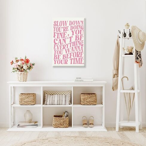 Pink Wall Art Trendy Vintage Decor Pop Music Vienna Lyrics Poster Canvas Print Slow Down Your Doing Fine Daily Reminder Positive Affirmations Maximalist Aesthetic for Bedroom Dorm 8x12inch Unframed in Saudi Arabia