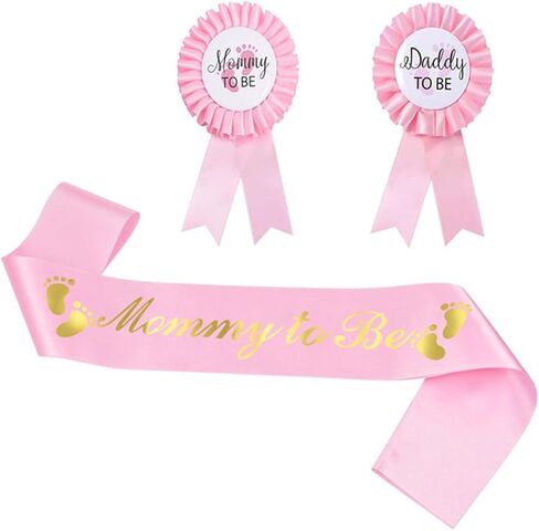 It's Boy or Girl Gender Reveal Sash,Baby Shower Party Favors Decorations, Pregnancy Announcement Pink with Beautiful Ribbon and Black Glitter Text in Saudi Arabia