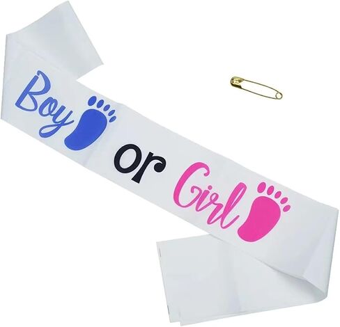 It's Boy or Girl Gender Reveal Sash,Baby Shower Party Favors Decorations, Pregnancy Announcement Pink with Beautiful Ribbon and Black Glitter Text in Saudi Arabia