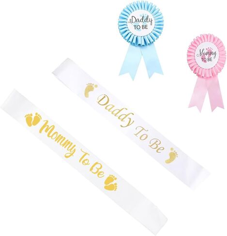 It's Boy or Girl Gender Reveal Sash,Baby Shower Party Favors Decorations, Pregnancy Announcement Pink with Beautiful Ribbon and Black Glitter Text in Saudi Arabia