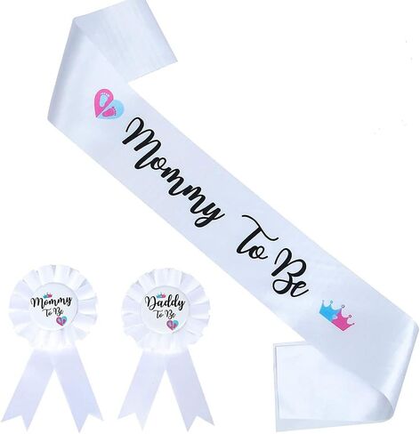 It's Boy or Girl Gender Reveal Sash,Baby Shower Party Favors Decorations, Pregnancy Announcement Pink with Beautiful Ribbon and Black Glitter Text in Saudi Arabia