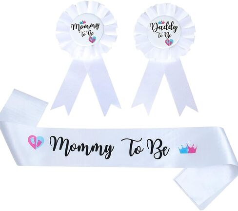 It's Boy or Girl Gender Reveal Sash,Baby Shower Party Favors Decorations, Pregnancy Announcement Pink with Beautiful Ribbon and Black Glitter Text in Saudi Arabia