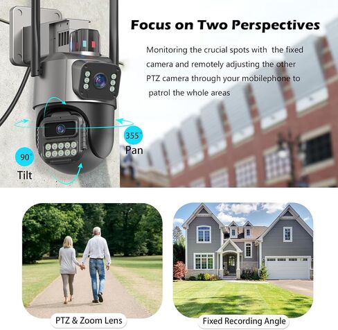 4K Security Camera Outdoor,Dual Lens Outdoor Cameras for Home Security,360 PTZ Outside WiFi Camera,Auto Tracking& Detection, 2-Way Audio,Night Vision,SD/Cloud Storage, No Month Fee,Corded Power in Saudi Arabia