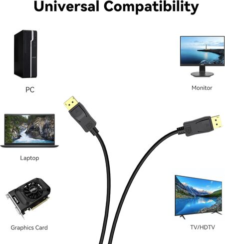 Displayport to DisplayPort Cable 6ft 10-Pack, Display Port Cable Male to Male Cable, High Speed DP Cables Supports 4K@60Hz, Monitor Cable Compatible with All Display Port Devices in Saudi Arabia