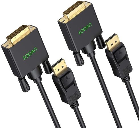 DisplayPort to DVI Cable 10ft 2-Pack, DP to DVI Cable Cord Male to Male Compatible with Computer, PC, Monitor, TV, Projector and More in Saudi Arabia