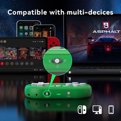 ShanWan Bluetooth Gamepad Keychain Sized Mini Controller for Switch, Windows, Android, iOS & PS4（green） in Saudi Arabia