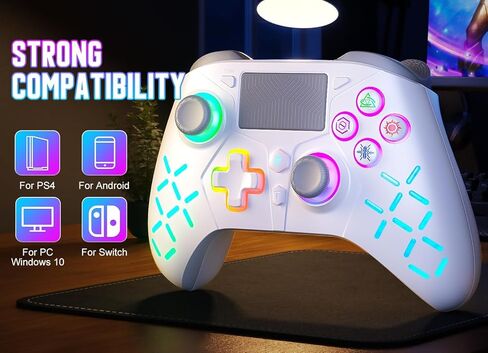 وحدة تحكم الألعاب اللاسلكية لأجهزة PS4/Pro/Slim/PS3/PC/Switch/Steam Deck/Mac/Android/iOS مع مصابيح LED RGB ومشغلات القاعة وعصا التحكم في القاعة وماركو وتوربو وبطارية 1200 مللي أمبير في الساعة - أسطورة سوداء: Wukong in Kuwait
