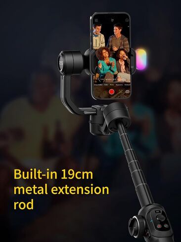 AOCHUAN Gimbal Stabilizer for Smartphone, 3-Axis Industry-Standard Gimbal w/360°Rotation, Phone Stabilizer Built-in Extension Rod, Professional Gimbals w/Fill Light for iPhone/Android-Smart S2 in Saudi Arabia