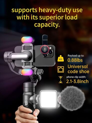 AOCHUAN Gimbal Stabilizer for Smartphone, 3-Axis Industry-Standard Gimbal w/360°Rotation, Phone Stabilizer Built-in Extension Rod, Professional Gimbals w/Fill Light for iPhone/Android-Smart S2 in Saudi Arabia