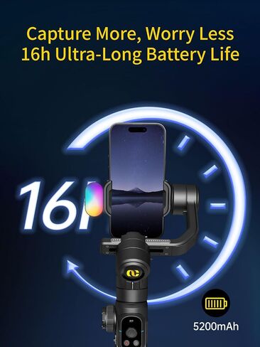 AOCHUAN Gimbal Stabilizer for Smartphone, 3-Axis Industry-Standard Gimbal w/360°Rotation, Phone Stabilizer Built-in Extension Rod, Professional Gimbals w/Fill Light for iPhone/Android-Smart S2 in Saudi Arabia