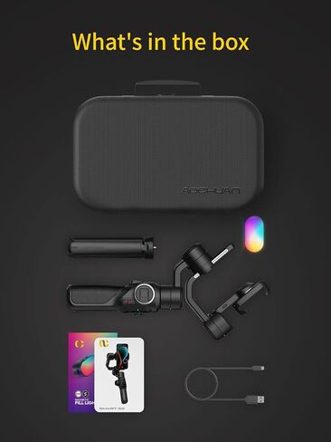 AOCHUAN Gimbal Stabilizer for Smartphone, 3-Axis Industry-Standard Gimbal w/360°Rotation, Phone Stabilizer Built-in Extension Rod, Professional Gimbals w/Fill Light for iPhone/Android-Smart S2 in Saudi Arabia