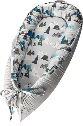 Baby Lounger Replacement Cover, Newborn Lounger cover for 0-12 Months, Breathable & Portable Infant Lounger Case, Soft Baby Floor Seat Cover for Travel, Machine Washable (Cover Only), Mountain in Saudi Arabia