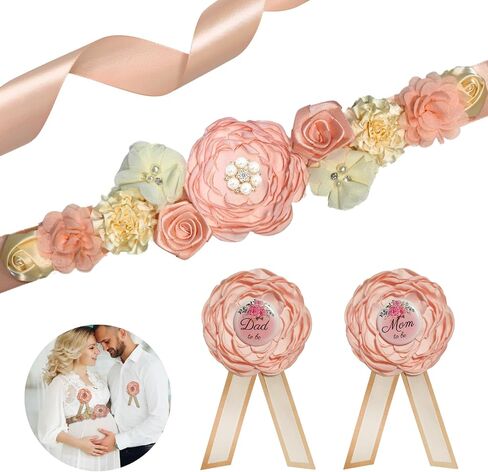 Maternity Sash for Baby Shower, Baby Shower Sashes for Mom and Dad Corsage Pin, Baby Shower Sash for Mommy, Pink in Saudi Arabia