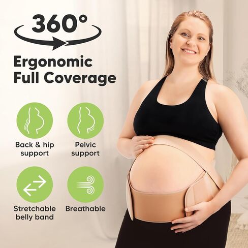 KeaBabies 2-in-1 Pregnancy Belly Support Band and Maternity Belly Band for Pregnancy - Maternity Belly Bands for Pregnant Women, Pregnancy Belt, Belly Support - Soft & Breathable Pregnancy Belt in Saudi Arabia