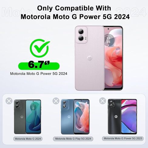 جراب مصمم لهاتف Motorola Moto G Power 5G 2024 مع واقي شاشة مدمج، [تم اختبار السقوط من الدرجة العسكرية بطول 16FT] غطاء حماية كامل الجسم مضاد للصدمات، أسود in Kuwait