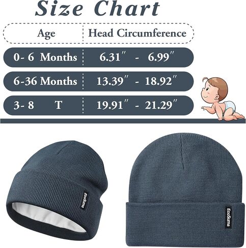 2 Pack Baby Beanie Toddler Winter Hat with Fleece Lined for Girls Boys 0-8 Years in Saudi Arabia