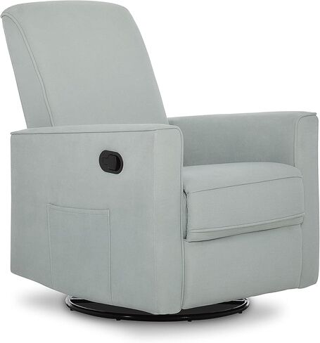 Evolur Raleigh منجد مقعد دوار من القطيفة، كرسي هزاز، كرسي، طائرة شراعية للحضانة باللون الأزرق الفاتح، Greenguard Gold Certified، كرسي حضانة حديث، طائرة شراعية صديقة للبيئة in Kuwait