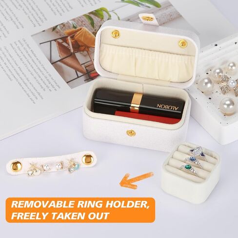 Small Travel Jewelry Box, Mini Jewelry Holder for Multiple Rings Necklace Earrings Lipstick, Portable Jewelry Storage Organizer Case with Removable Ring Slot (PINK) in Saudi Arabia