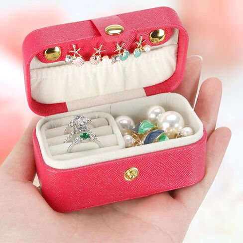 Small Travel Jewelry Box, Mini Jewelry Holder for Multiple Rings Necklace Earrings Lipstick, Portable Jewelry Storage Organizer Case with Removable Ring Slot (PINK) in Saudi Arabia