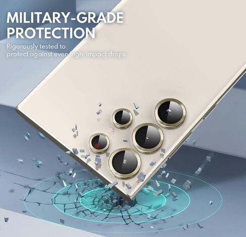 واقي عدسة الكاميرا i-Blason لهاتف Samsung Galaxy S23 Ultra، [زجاج مقسى 9H] غطاء كاميرا زجاجي رفيع للغاية مضاد للخدش [يتضمن أداة إزالة سهلة] (ذهبي) in Kuwait
