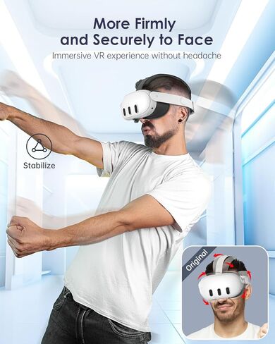 حزام رأس Maecker متوافق مع حزام Oculus Quest 3 Elite لحزام الرأس Meta Quest 3، أحزمة إكسسوارات الواقع الافتراضي الصلبة المريحة - أبيض in Kuwait