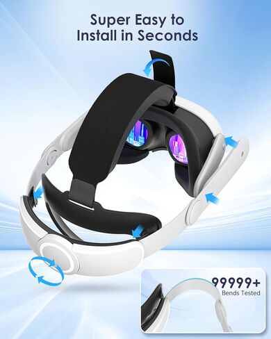 حزام رأس Maecker متوافق مع حزام Oculus Quest 3 Elite لحزام الرأس Meta Quest 3، أحزمة إكسسوارات الواقع الافتراضي الصلبة المريحة - أبيض in Kuwait
