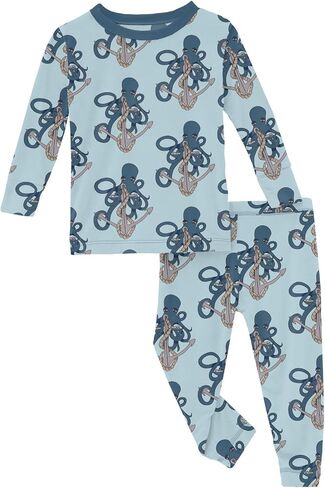 KicKee Pants Print Pajama Set with Long Sleeve Tee, Baby to Kid Super Soft Fitted Pajamas in Saudi Arabia