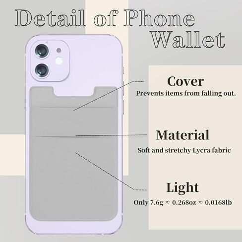 3 Pack Adhesive Phone Card Holder for iPhone Case, Cell Phone Stick on Card Wallet Pocket Sleeve, Store Credit Cards/ID Cards for the Back of iPhone and All Smartphones - White in Saudi Arabia