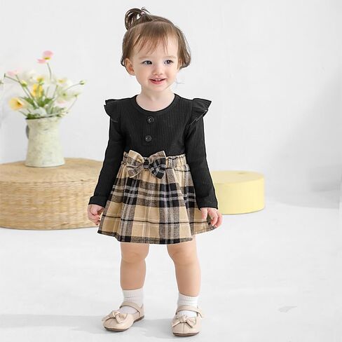 Weixinbuy Baby Girl Fall Winter Outfit Newborn Infant Ruffle Romper Dress with Headband Cute Baby Girl Clothes 0-18 Months in Saudi Arabia