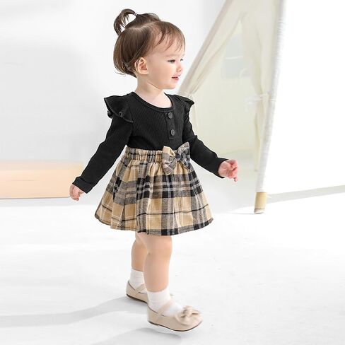 Weixinbuy Baby Girl Fall Winter Outfit Newborn Infant Ruffle Romper Dress with Headband Cute Baby Girl Clothes 0-18 Months in Saudi Arabia
