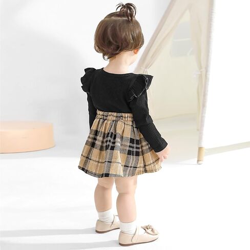 Weixinbuy Baby Girl Fall Winter Outfit Newborn Infant Ruffle Romper Dress with Headband Cute Baby Girl Clothes 0-18 Months in Saudi Arabia