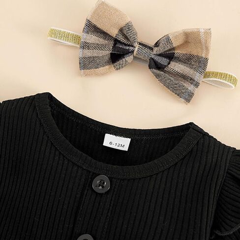 Weixinbuy Baby Girl Fall Winter Outfit Newborn Infant Ruffle Romper Dress with Headband Cute Baby Girl Clothes 0-18 Months in Saudi Arabia
