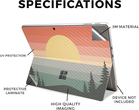 Carbon Fiber Tablet Skin Compatible with Microsoft Surface Pro 11 (2024) - Sunset Forest - Premium 3M Vinyl Protective Wrap Decal Cover - Easy to Apply | Crafted in The USA by MightySkins in Saudi Arabia